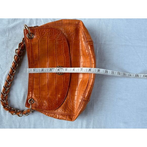 Antonio Melani Burnt Orange Crocodile Embossed 100% Leather Purse/Handbag - Picture 4 of 7